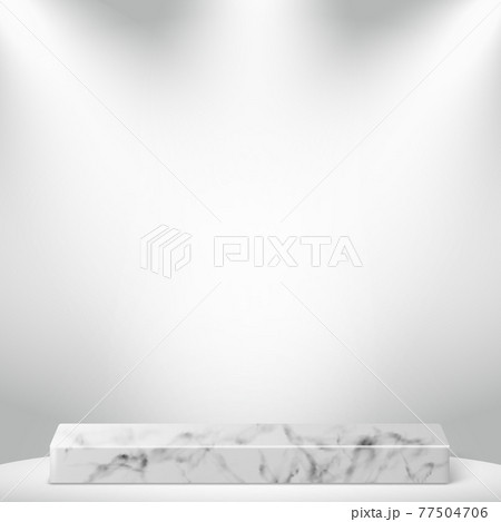 White - gray background studio, with rectangular marble podium - Vector 77504706