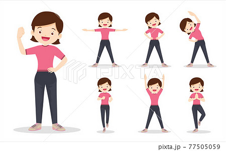 bundle set of woman on exercise various actions bundle set of woman on exercise various actions 77505059