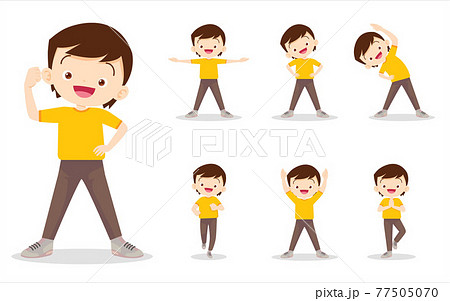 bundle set of boy on exercise various actions 77505070