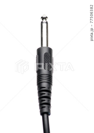 Audio cable with XLR and TRS jack connectors for microphones and professional audio equipment on a white background Audio cable with XLR and TRS jack connectors for microphones and professional audio equipment on a white background 77506382