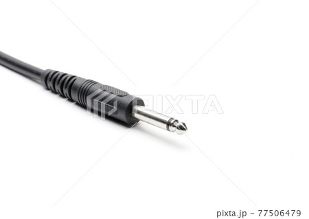 Audio cable with XLR and TRS jack connectors for microphones and professional audio equipment on a white background Audio cable with XLR and TRS jack connectors for microphones and professional audio equipment on a white background 77506479