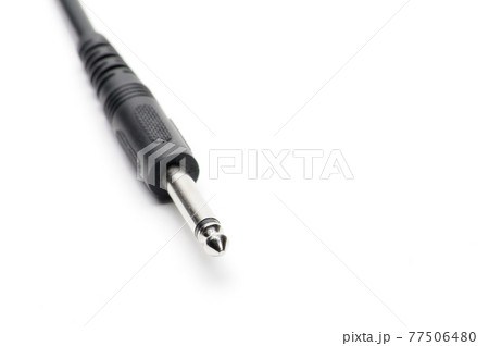 Audio cable with XLR and TRS jack connectors for microphones and professional audio equipment on a white background Audio cable with XLR and TRS jack connectors for microphones and professional audio equipment on a white background 77506480