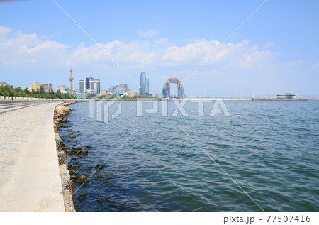 Summer on Baku Boulevard. Azerbaijan 77507416