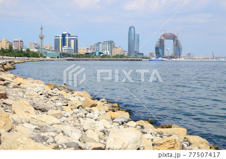 Summer on Baku Boulevard. Azerbaijan 77507417