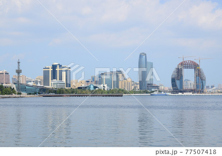 Summer on Baku Boulevard. Azerbaijan 77507418