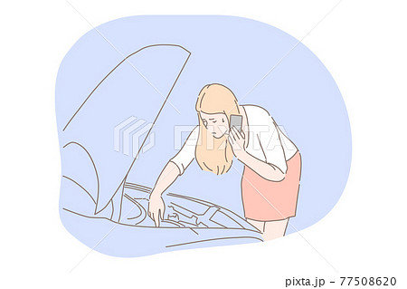Women and car breakdown concept 77508620