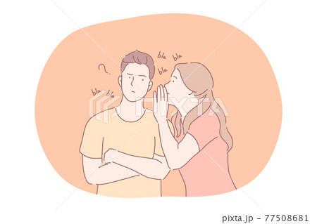 Secret, whisper, spreading information on ear concept. 77508681