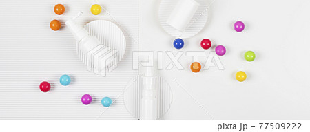 Banner. Medicine packing on the white corrugated paper background. Banner. Medicine packing on the white corrugated paper background. 77509222