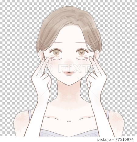 在眼睛下按摩的女人 77510974