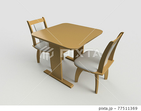 2人掛けダイニングテーブルセットのイラスト素材