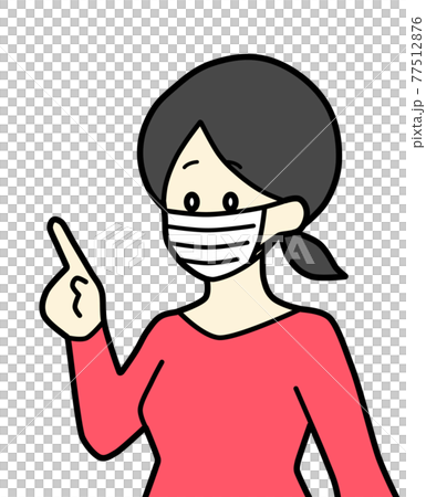 人差し指を立てる女性のイラスト左向きのイラスト素材