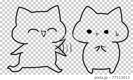 人付き合いが苦手なネコの線画 人付き合いが苦手なネコの線画 77513013