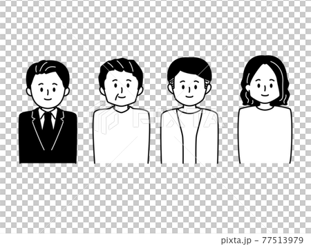 黑白人形圖標設置 4 個人 77513979