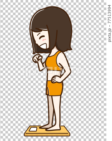 A woman who weighs and makes a guts pose A woman who weighs and makes a guts pose 77513994