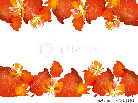 北欧風の紅葉の背景素材 もみじ かえで 草 葉 植物 枯れ葉 落ち葉のイラスト素材