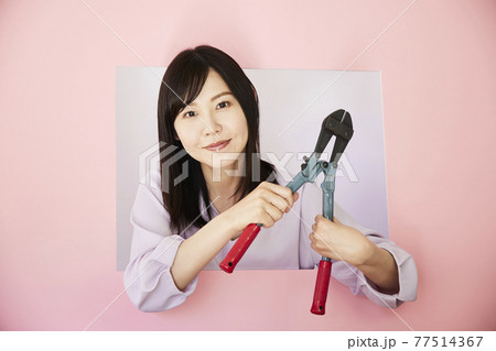 DIY woman stock image. cutting nippers 77514367
