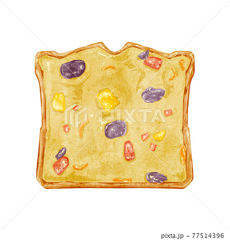 洋菓子フルーツパウンドケーキの手描き水彩風イラスト 洋菓子フルーツパウンドケーキの手描き水彩風イラスト 77514396