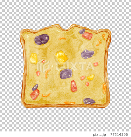 洋菓子フルーツパウンドケーキの手描き水彩風イラスト 洋菓子フルーツパウンドケーキの手描き水彩風イラスト 77514396