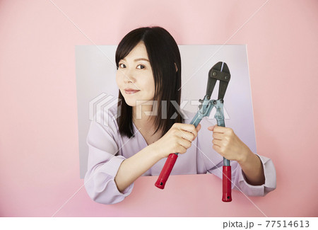 DIY woman stock image. cutting nippers 77514613