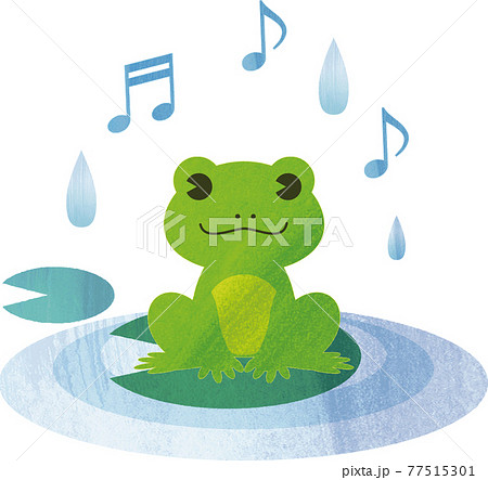 梅雨 夏 カエルの合唱 蛙 歌 水彩 イラスト素材のイラスト素材