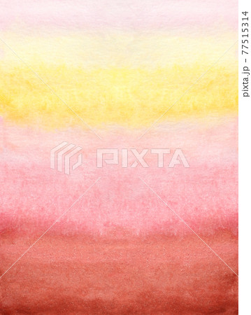 Gradient watercolor background of red pink yellow on paper. Image of pink sunset 77515314