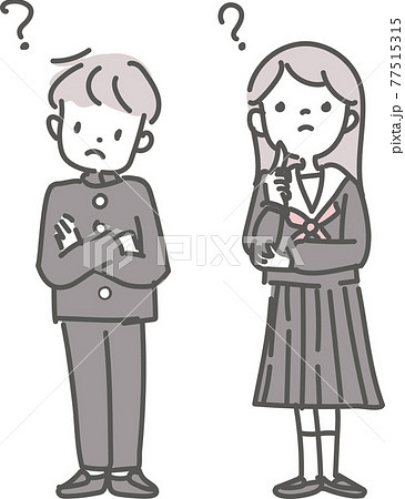 中学生男女悩んでいるイラスト 77515315