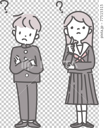 中学生男女悩んでいるイラスト 77515315