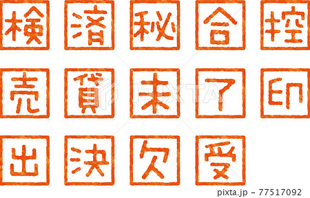 かすれているハンコ文字のベクター素材（ポップな書体）（1文字セット） 77517092