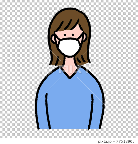 戴著面具的年輕女子胸圍 77518903