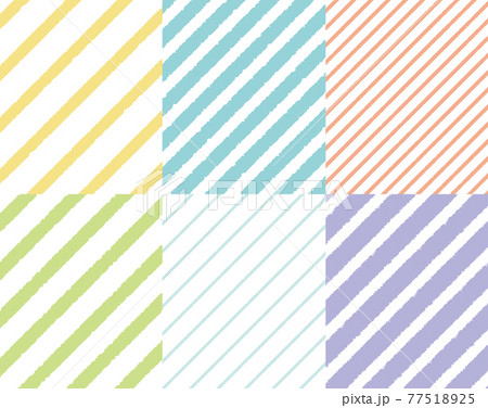 パステルカラーのざらついたシンプルなストライプのセット パターン背景のイラスト素材