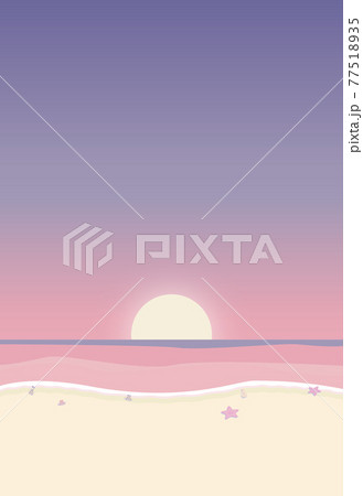 夏 朝の海辺 サンライズ 絵葉書 暑中見舞い ベクターイラスト 印刷用塗り足し3mmのイラスト素材 夏 朝の海辺 サンライズ 絵葉書 暑中見舞い ベクターイラスト 印刷用塗り足し3mmのイラスト素材