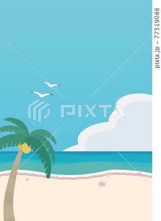 夏の海辺 絵葉書 暑中見舞い ベクターイラスト 印刷用塗り足し3mmのイラスト素材 夏の海辺 絵葉書 暑中見舞い ベクターイラスト 印刷用塗り足し3mmのイラスト素材
