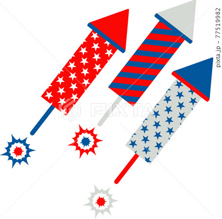 Fireworks flat vector icon. Independence day of USA. July fourth 77519982