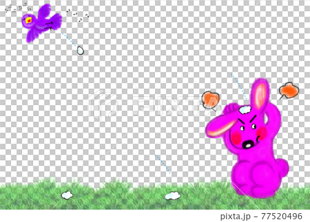 Illustration of a rabbit with a bird dropping on its head. Illustration of a rabbit with a bird dropping on its head. 77520496
