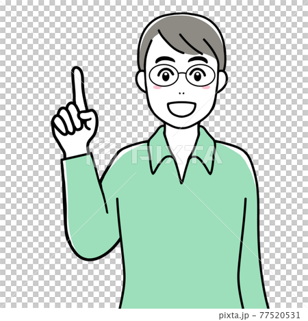 一個有眼鏡靈感的成年男子的面部表情,微笑 一個有眼鏡靈感的成年男子的面部表情,微笑 77520531