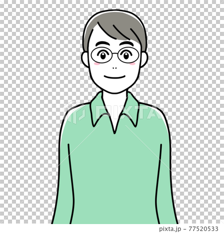 一個戴眼鏡微笑的成年男子的面部表情 77520533