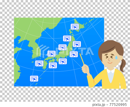 気象予報士と梅雨のイラストイメージ 77520995