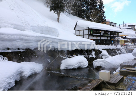 銀山温泉 雪景色 銀山温泉 雪景色 77521521