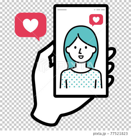 スマホを手で持ちリアクションをするイラスト スマホを手で持ちリアクションをするイラスト 77521823