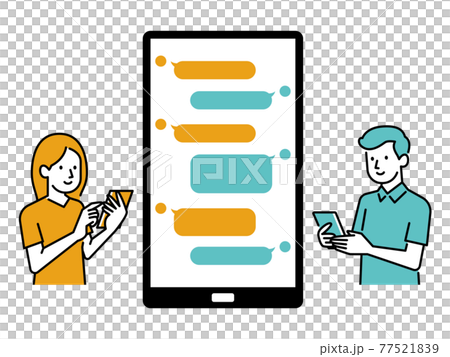 男人和女人在 SNS 上交談 男人和女人在 SNS 上交談 77521839