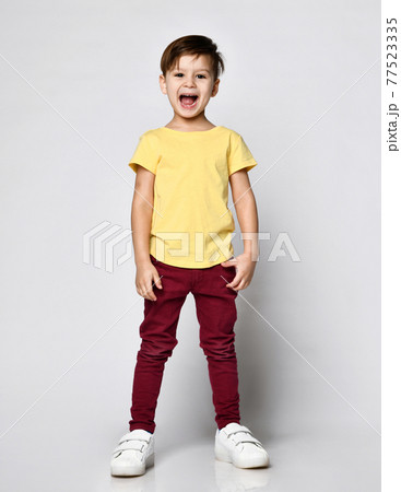 portrait of fashionable preschool little boy in portrait of fashionable preschool little boy in 77523335