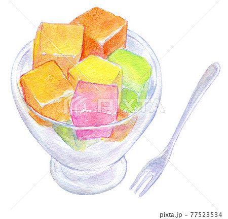 水彩イラスト　世界のスイーツ　ロクム 77523534