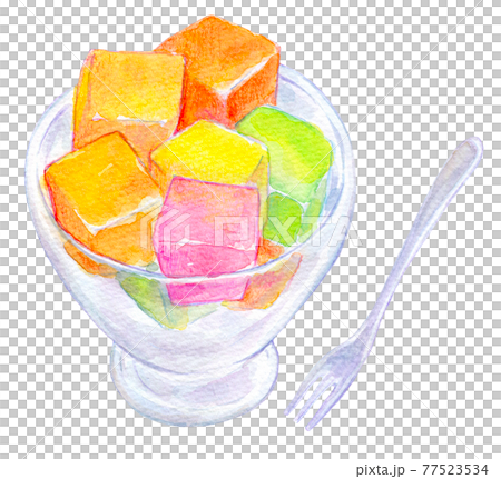 水彩イラスト　世界のスイーツ　ロクム 77523534