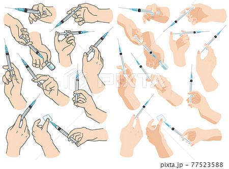 注射を打つ手 注射を持つのイラスト素材