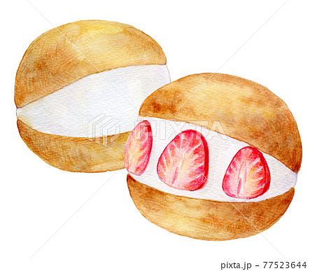 水彩イラスト　世界のスイーツ　マリトッツォ 77523644