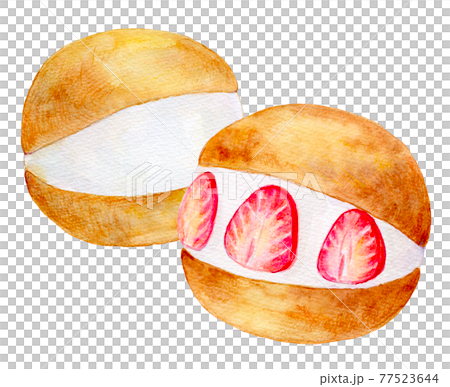 水彩イラスト　世界のスイーツ　マリトッツォ 77523644