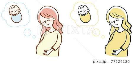 妊婦　マタニティー　赤ちゃん　イラスト 77524186