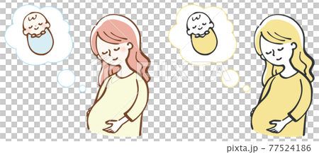 妊婦　マタニティー　赤ちゃん　イラスト 77524186