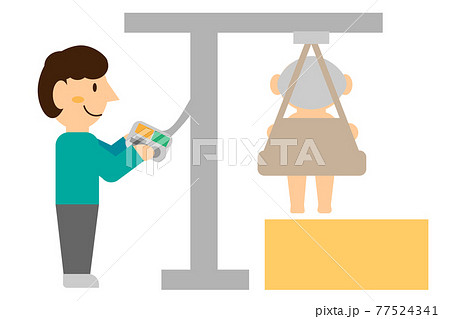 浴室用リフトを使って入浴を行う人 77524341