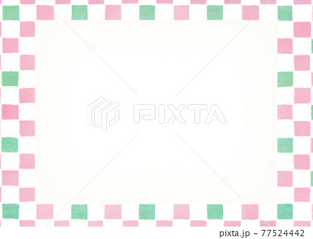 ピンクとグリーンのレトロかわいい市松模様背景 コピースペースのイラスト素材